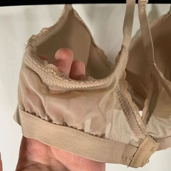 Aerie Bra Women's 36C Nude Padded Wired Sheer Strap Hook Eye Plunge - Picture 10 of 10